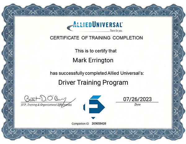 Allied Universal Driver Training Program